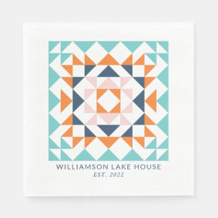 Colorful Modern Quilt Block Geometric Custom Servet