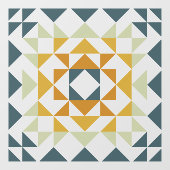 Colorful Modern Quilt Block Geometric Earthy Blauw Raamsticker (Vel)