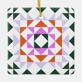 Colorful Modern Quilt Block Geometric Green Paars Keramisch Ornament