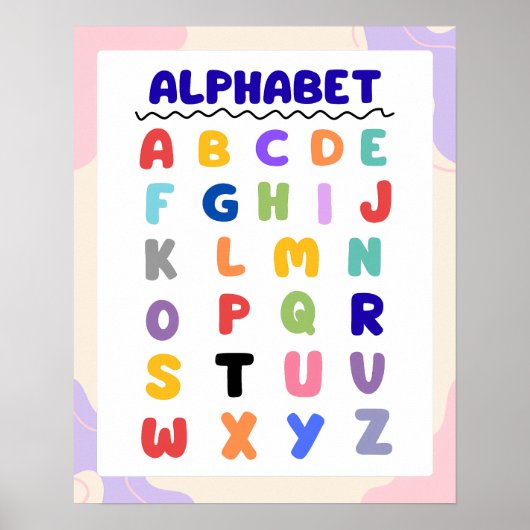 Colorful Modern Rainbow Alphabet Chart Poster (Voorkant)