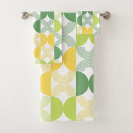 Colorful Modern retro 1950s Lijn groen geel Bad Handdoek