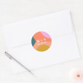 Colorful Modern Retro Monogram Weddenschap Ronde Sticker (Envelop)
