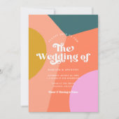 Colorful Modern Retro Weddenfoto Terug Kaart (Voorkant)