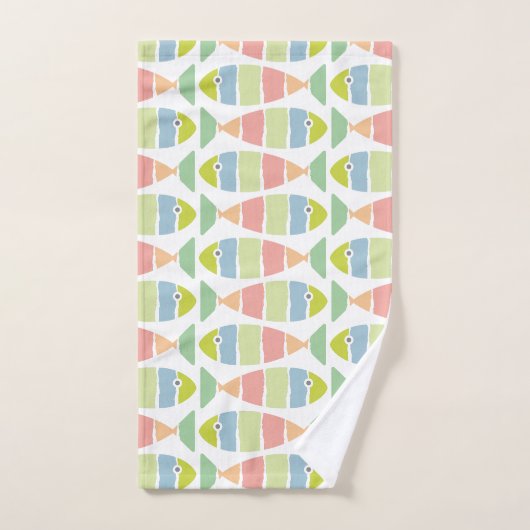 Colorful Modern Striped Fish Pattern Bad Handdoek (Handdoek)
