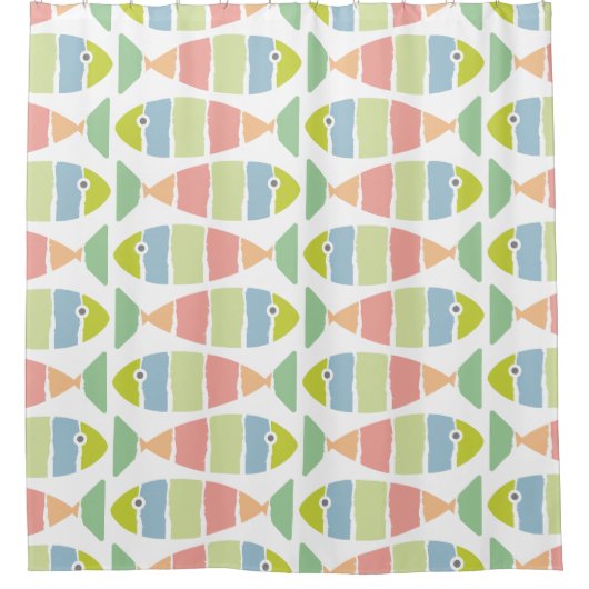 Colorful Modern Striped Fish Pattern Douchegordijn (Voorkant)