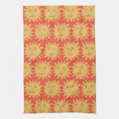 Colorful Modern Suns Yellow Pattern Theedoek (Verticaal)