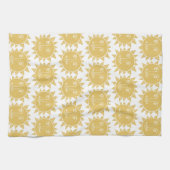 Colorful Modern Suns Yellow Pattern Theedoek (Horizontaal)