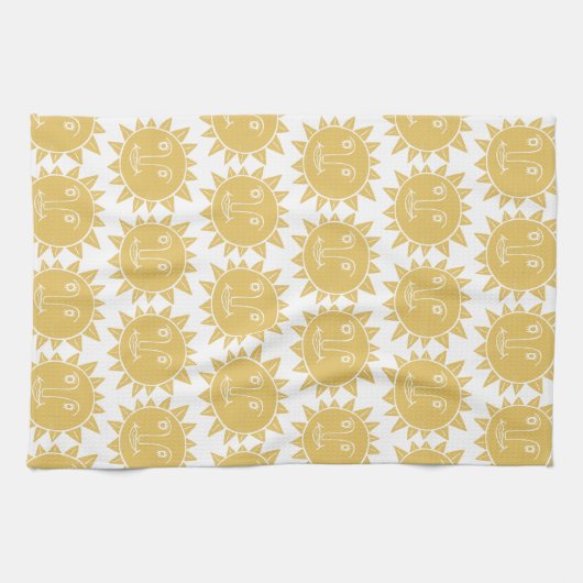 Colorful Modern Suns Yellow Pattern Theedoek (Horizontaal)