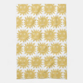 Colorful Modern Suns Yellow Pattern Theedoek (Verticaal)
