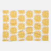 Colorful Modern Suns Yellow Pattern Theedoek (Horizontaal)