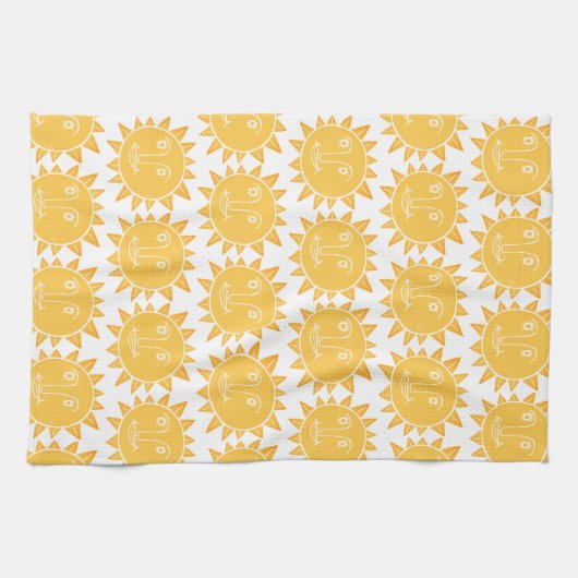 Colorful Modern Suns Yellow Pattern Theedoek (Horizontaal)