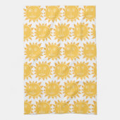 Colorful Modern Suns Yellow Pattern Theedoek (Verticaal)