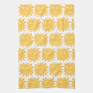 Colorful Modern Suns Yellow Pattern Theedoek