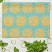 Colorful Modern Suns Yellow Pattern Theedoek (Gevouwen)