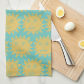 Colorful Modern Suns Yellow Pattern Theedoek (Quarter Fold)