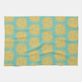 Colorful Modern Suns Yellow Pattern Theedoek (Horizontaal)