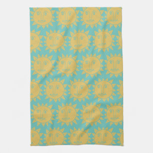 Colorful Modern Suns Yellow Pattern Theedoek