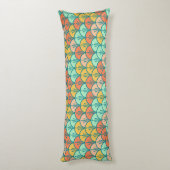Colorful Modern Trendy Geometric Fish Scale Lichaamskussen (Achterkant (Verticaal))