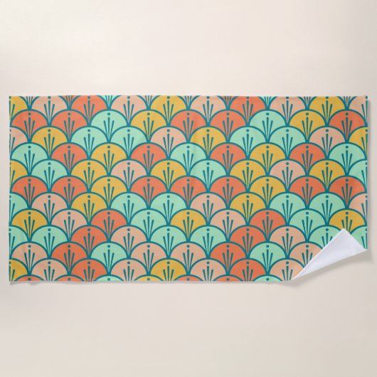 Colorful Modern Trendy Geometric Fish Scale Strandlaken (Voorkant)