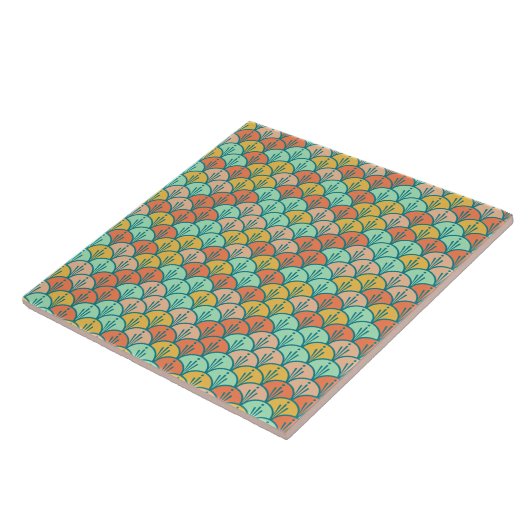 Colorful Modern Trendy Geometric Fish Scale Tegeltje (Zijkant)