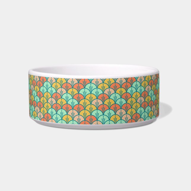Colorful Modern Trendy Geometric Fish Scale Voerbakje (Voorkant)
