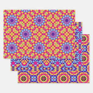 Colorful Modern Trendy Mosaic Geometric Pattern Inpakpapier Vel