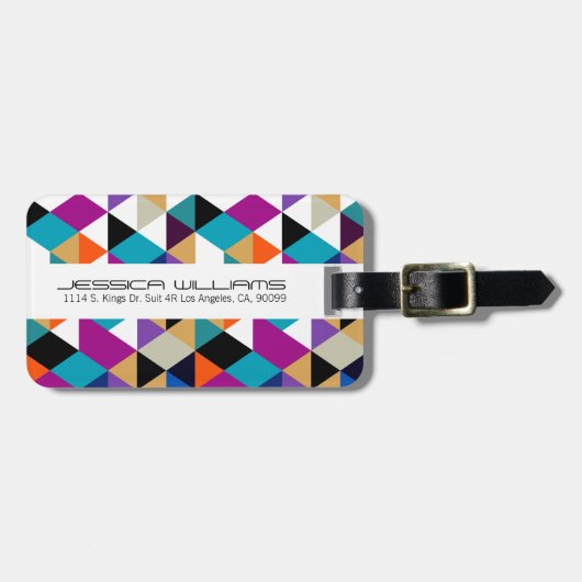 Colorful Modern Triangles Geometric Pattern Bagagelabel (Voorkant horizontaal)