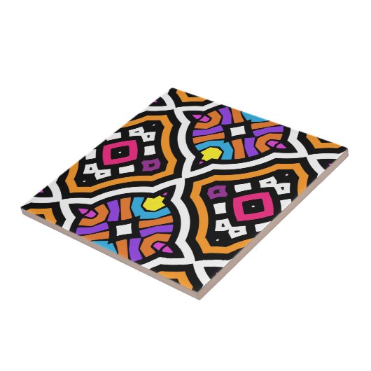 Colorful Modern Tribal Ethnical Pattern Tegeltje (Zijkant)