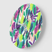 Colorful Modern Tropical Botanical Pattern Grote Klok (Hoek)