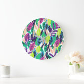 Colorful Modern Tropical Botanical Pattern Grote Klok (Huis)