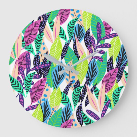 Colorful Modern Tropical Botanical Pattern Grote Klok (Voorkant)
