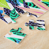 Colorful Modern Tropical Forest Leaves Pattern Legpuzzel (Zijkant)