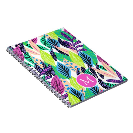 Colorful Modern Tropical Monogram Notitieboek (Rechterzijde)