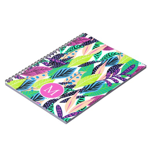 Colorful Modern Tropical Monogram Notitieboek (Linkerzijde)