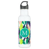 Colorful Modern Tropical Monogram Waterfles (Voorkant)