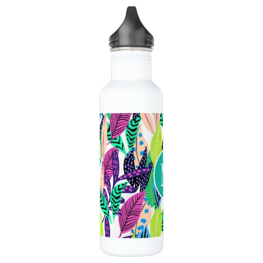 Colorful Modern Tropical Monogram Waterfles (Links)