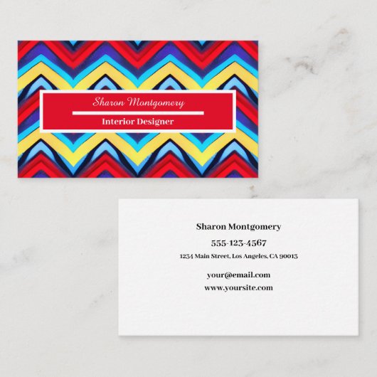 Colorful Modern V Shape Pattern-Visitekaartje Visitekaartje (Voorkant / Achterkant)