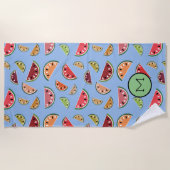 Colorful Modern Watermelonpatroonmonogram Strandlaken (Voorkant)