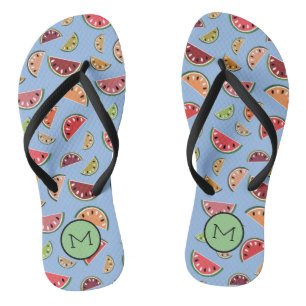 Colorful Modern Watermelonpatroonmonogram Teenslippers