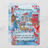 Colorful Modern Waterverf Scandi Town Kerstmis Feestdagenkaart (Voorkant / Achterkant)