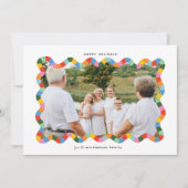Colorful Modern Wavy Frame Photo Christmas Feestdagenkaart (Voorkant)