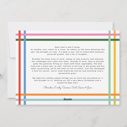 Colorful Modern Wavy Frame Photo Christmas Feestdagenkaart (Achterkant)