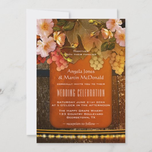 Colorful Modern Wine Theme Vineyard Wedding Kaart (Voorkant)