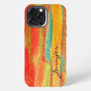 Colorful Modern Wood Grain Achtergrond iPhone 13 Pro Max Hoesje