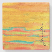 Colorful Modern Wood Grain Achtergrond Stenen Onderzetter (Voorkant)