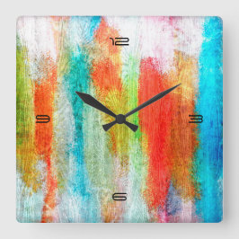 Colorful Modern Wood Grain Background #10 Vierkante Klok