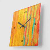 Colorful Modern Wood Grain Background #5 Vierkante Klok (Hoek)