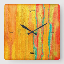 Colorful Modern Wood Grain Background #5 Vierkante Klok