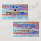 Colorful Modern Wood Grain Monogram #12 Visitekaartje (Voorkant / Achterkant)