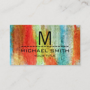 Colorful Modern Wood Grain Monogram #21 Visitekaartje